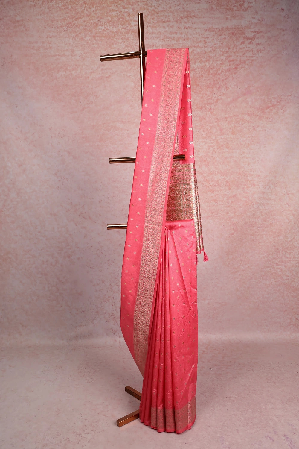 Peach Jute Banarasi Saree