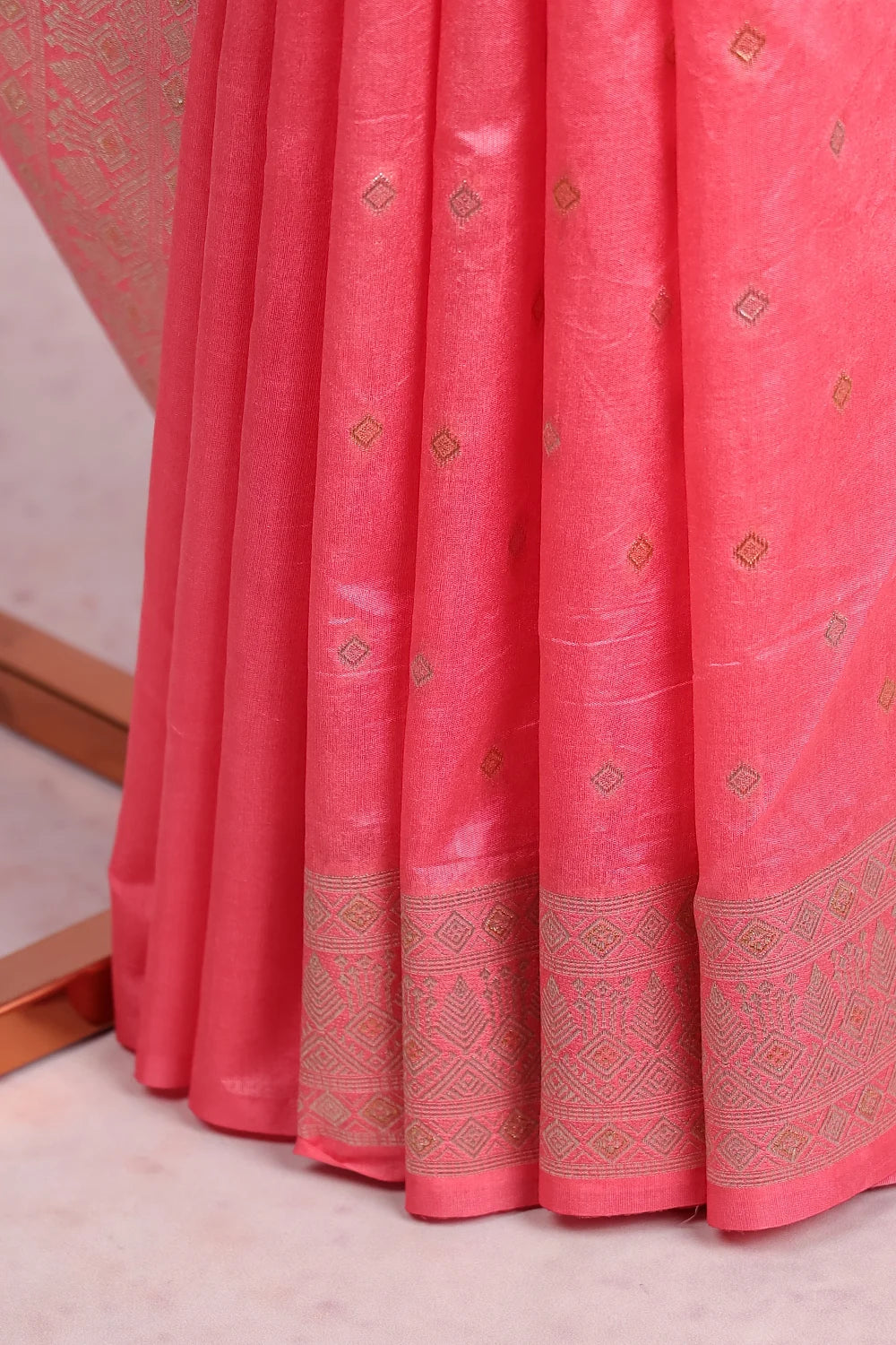 Peach Jute Banarasi Saree