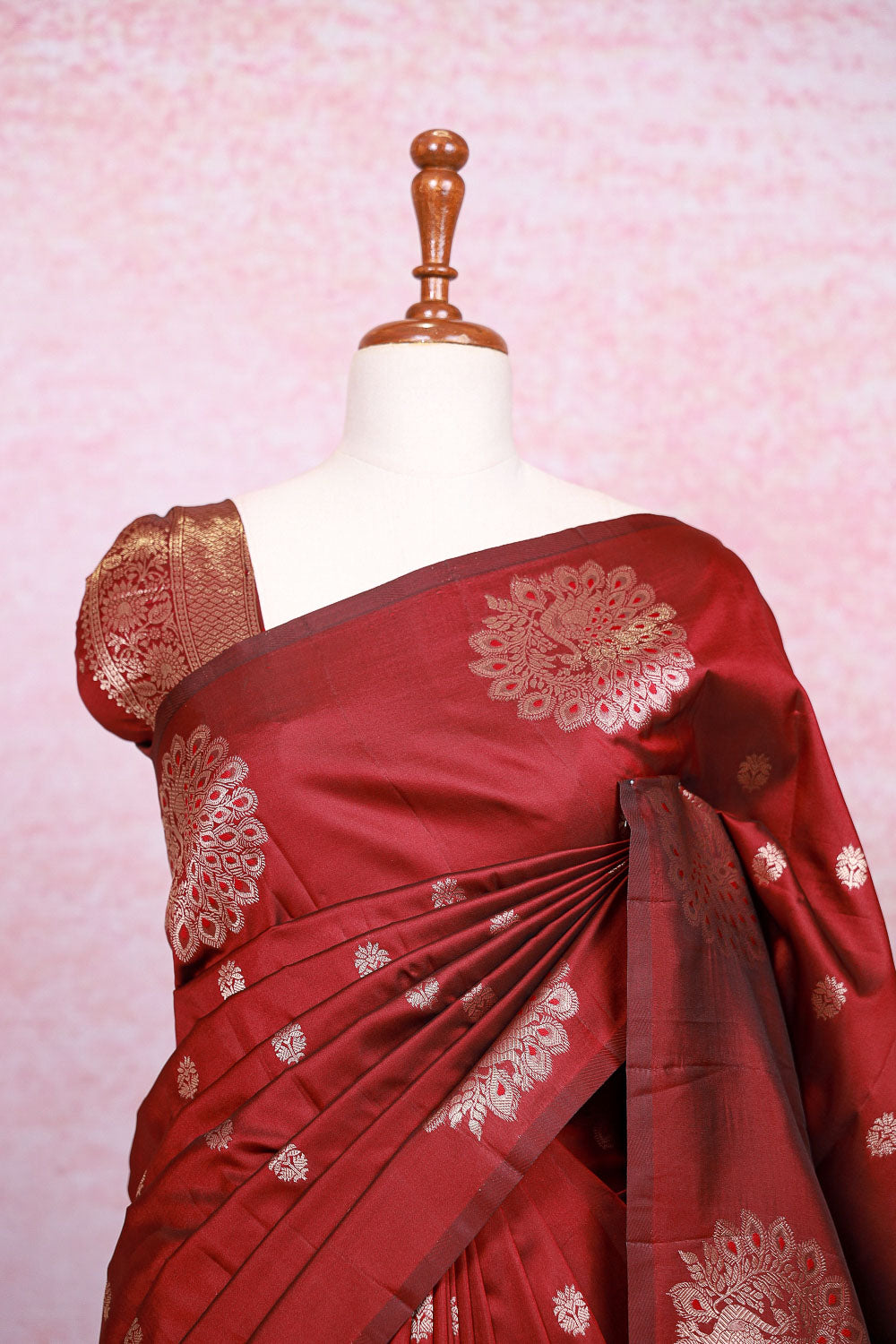 Maroon Semi Silk Saree
