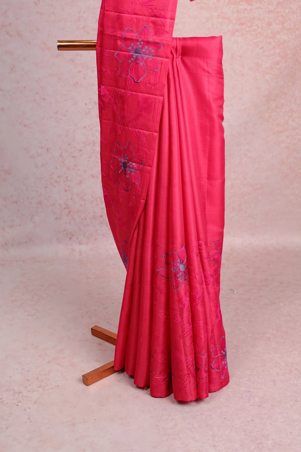 Pinkish Orange Semi Fancy Tussar  Saree