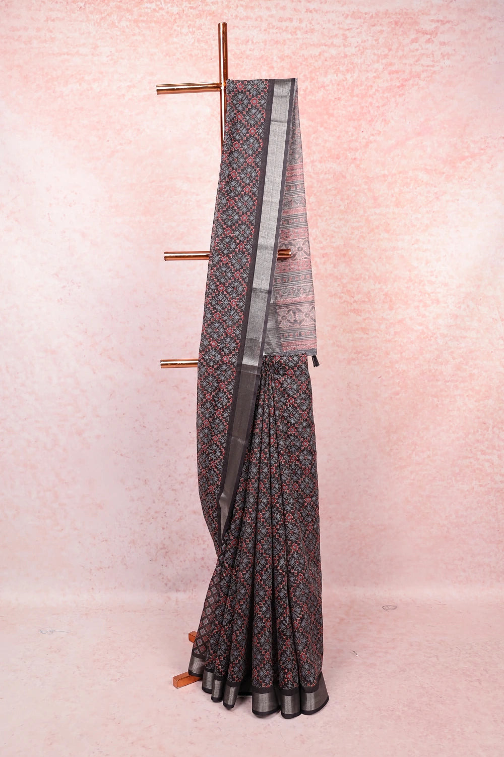 Black Linen Cotton Saree