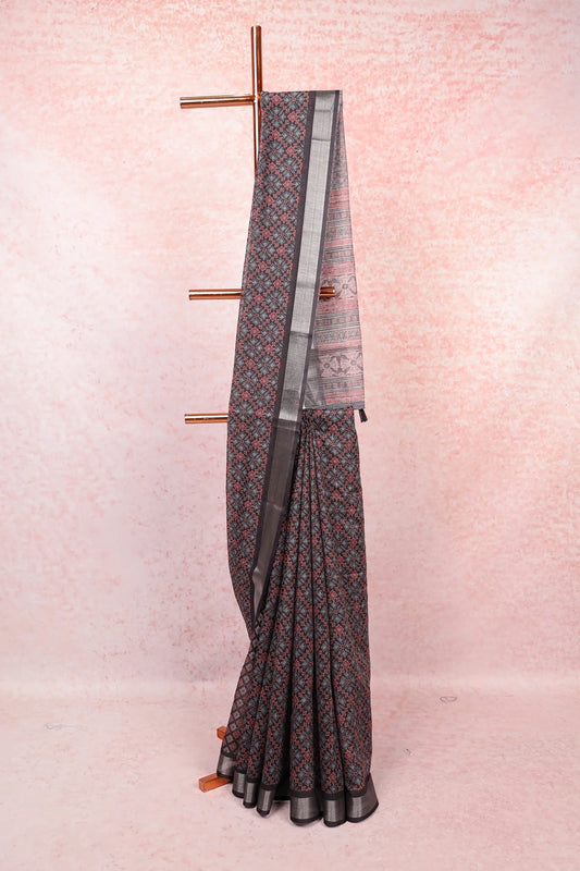 Black Linen Cotton Saree