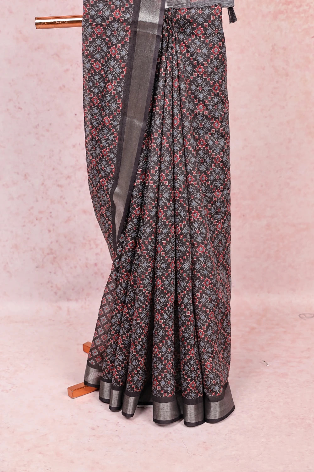Black Linen Cotton Saree