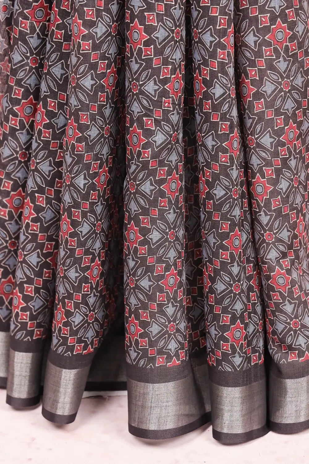 Black Linen Cotton Saree