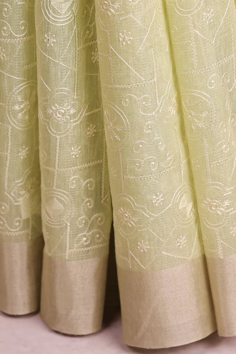 Pista Green Semi Tissue Saree