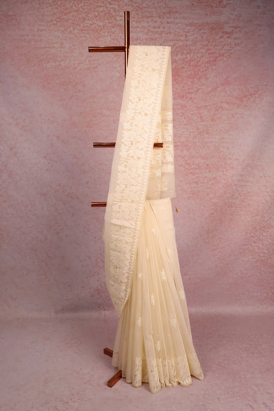 Cream Soft Cotton Saree