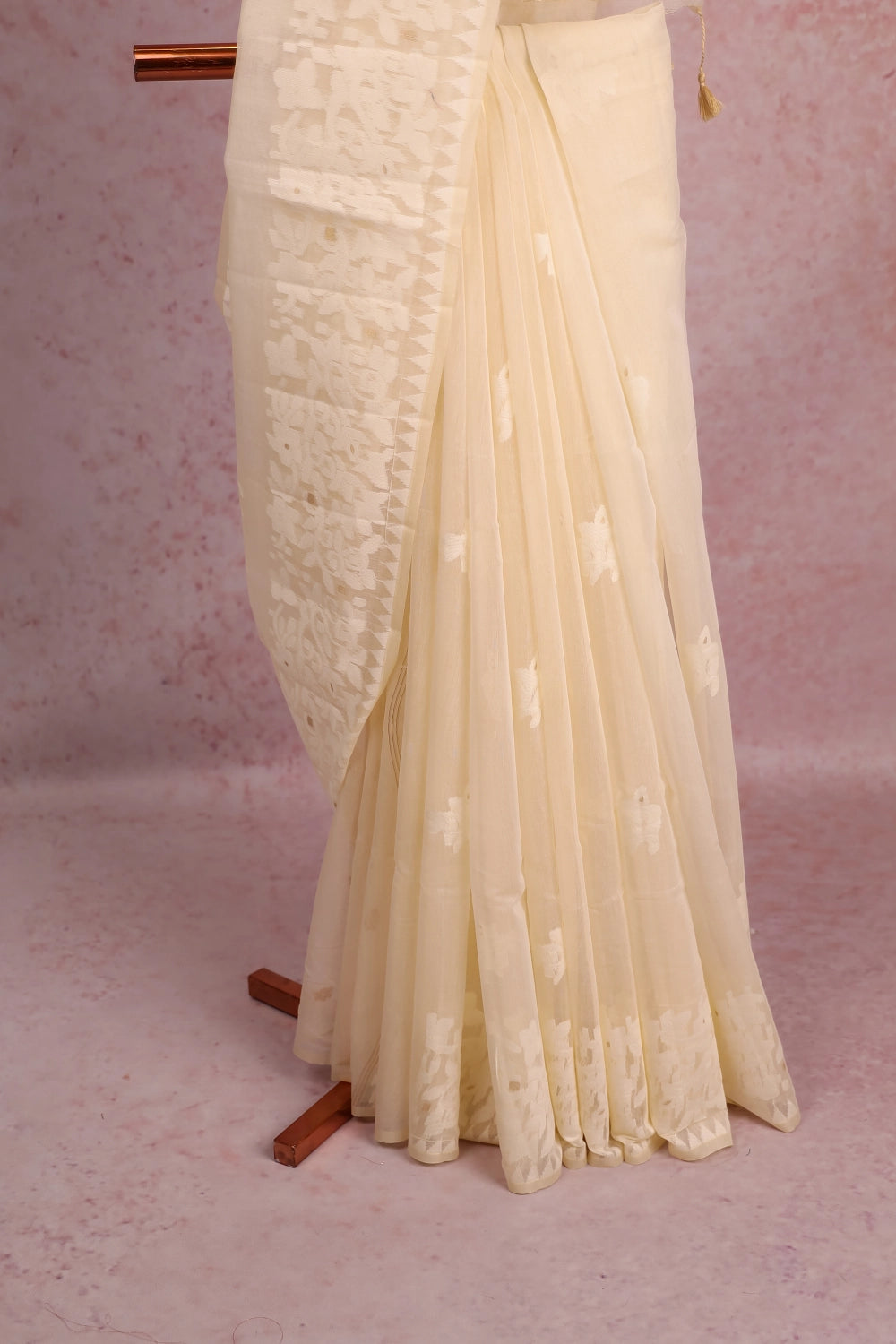 Cream Soft Cotton Saree