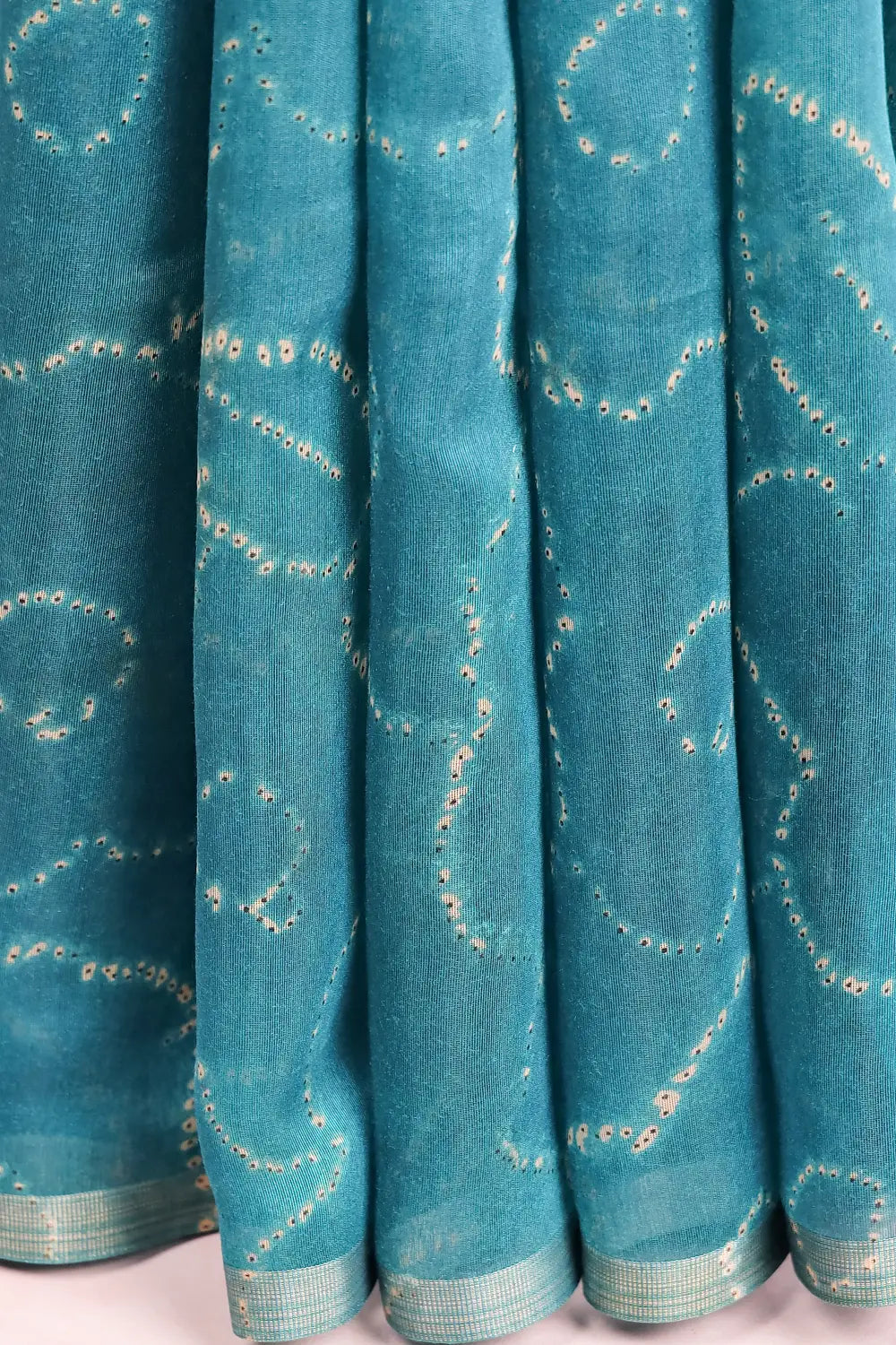 Turquise Blue Semi Chanderi Saree