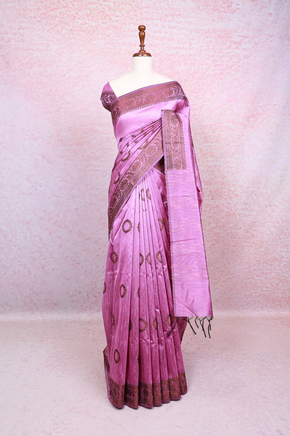 Lavender Pink Semi jute Saree