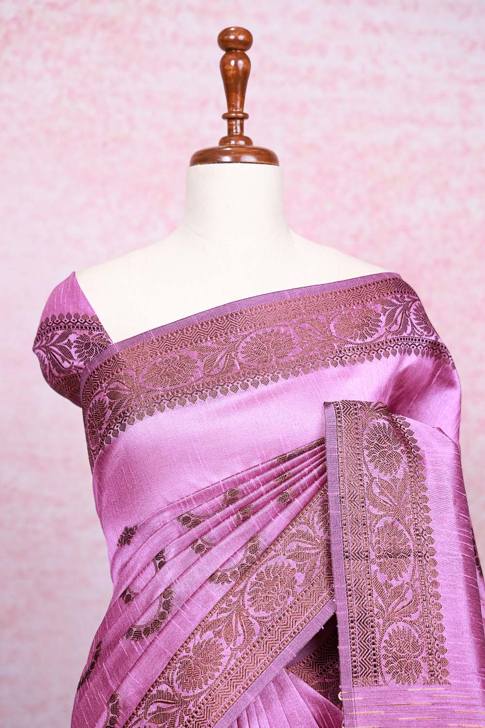Lavender Pink Semi jute Saree