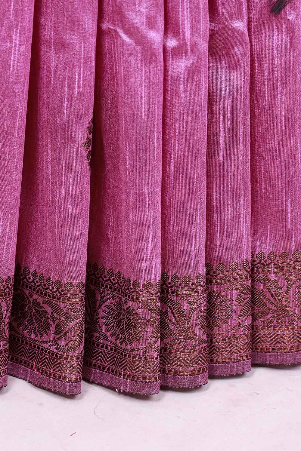 Lavender Pink Semi jute Saree