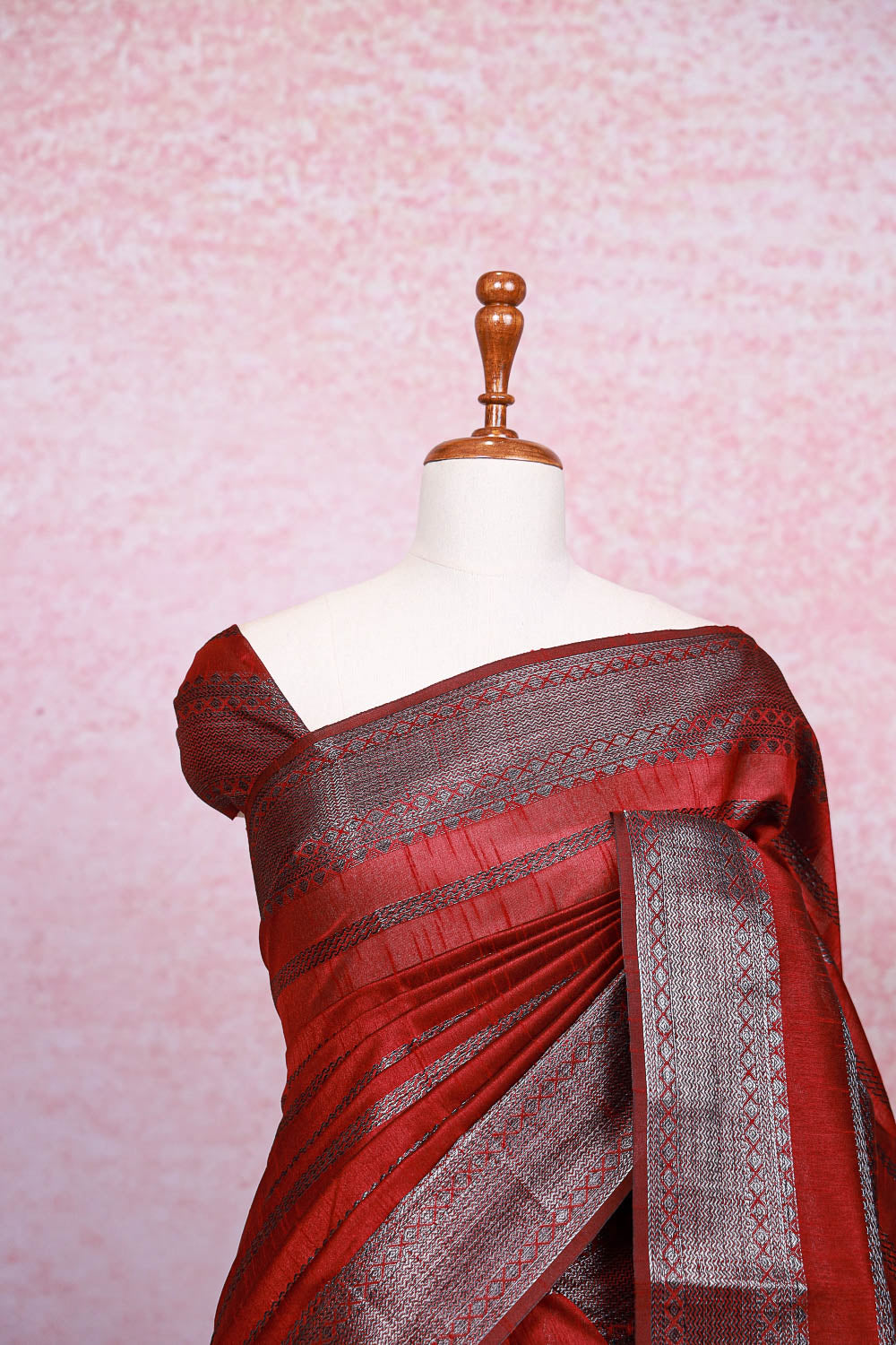 Maroon Semi Jute Saree
