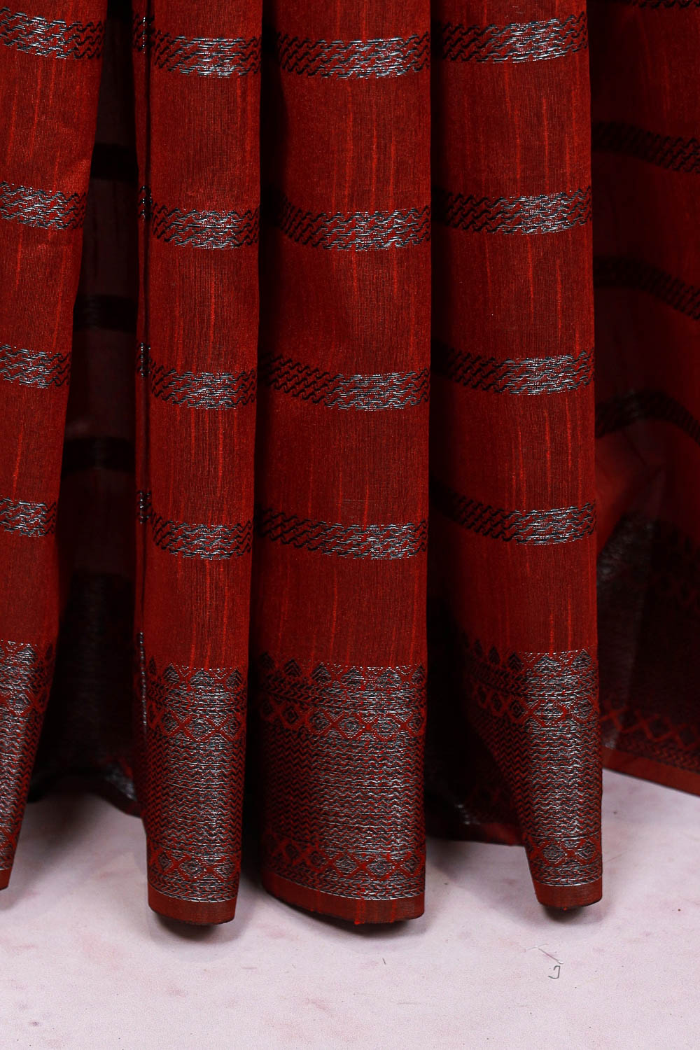 Maroon Semi Jute Saree
