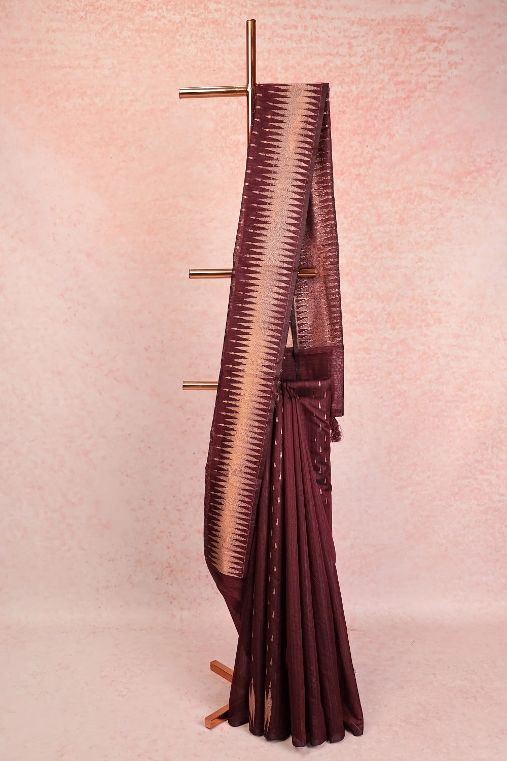 Dark Wine Semi Jute Saree