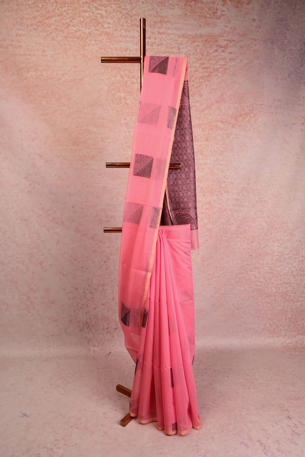 Peach Cotton Silk Saree