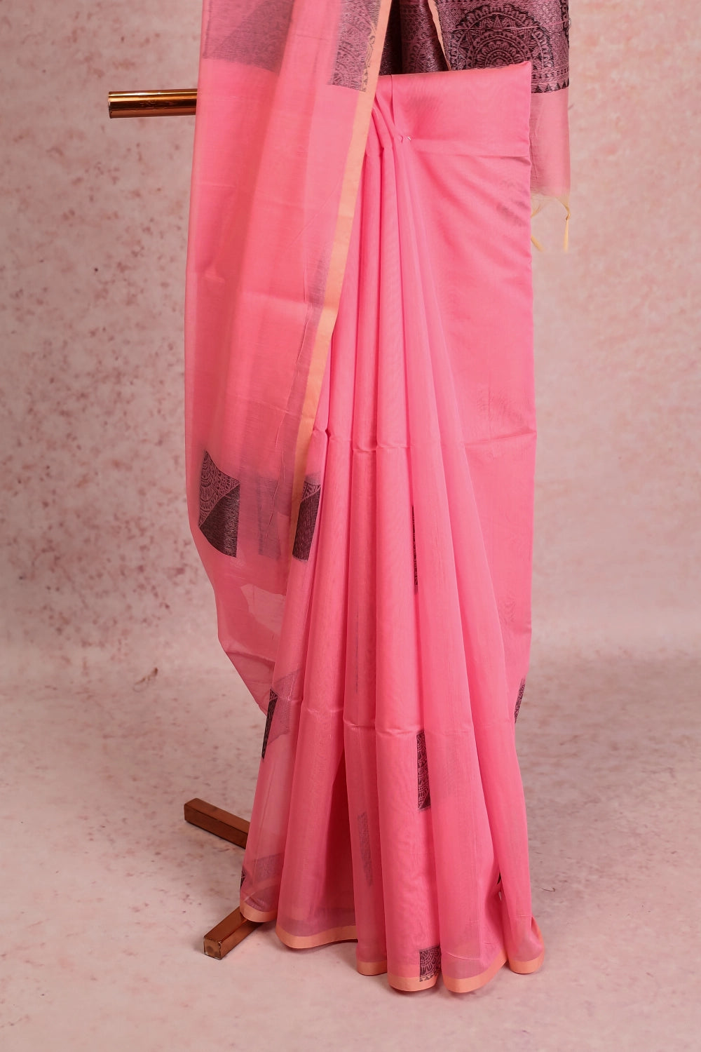 Peach Cotton Silk Saree