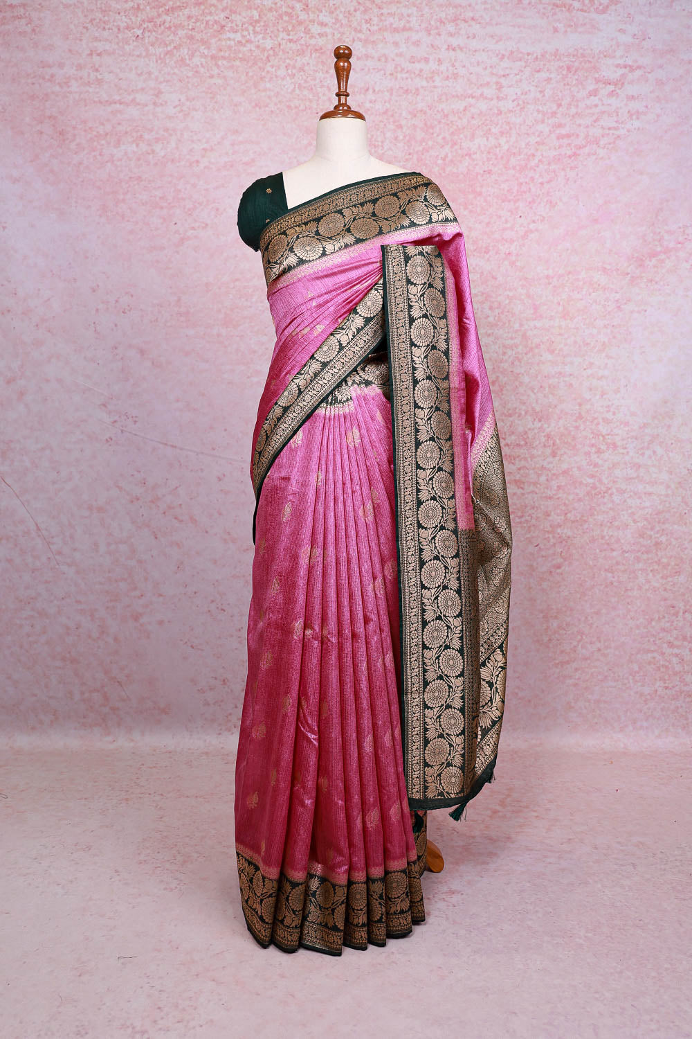Pink Semi Jute Saree