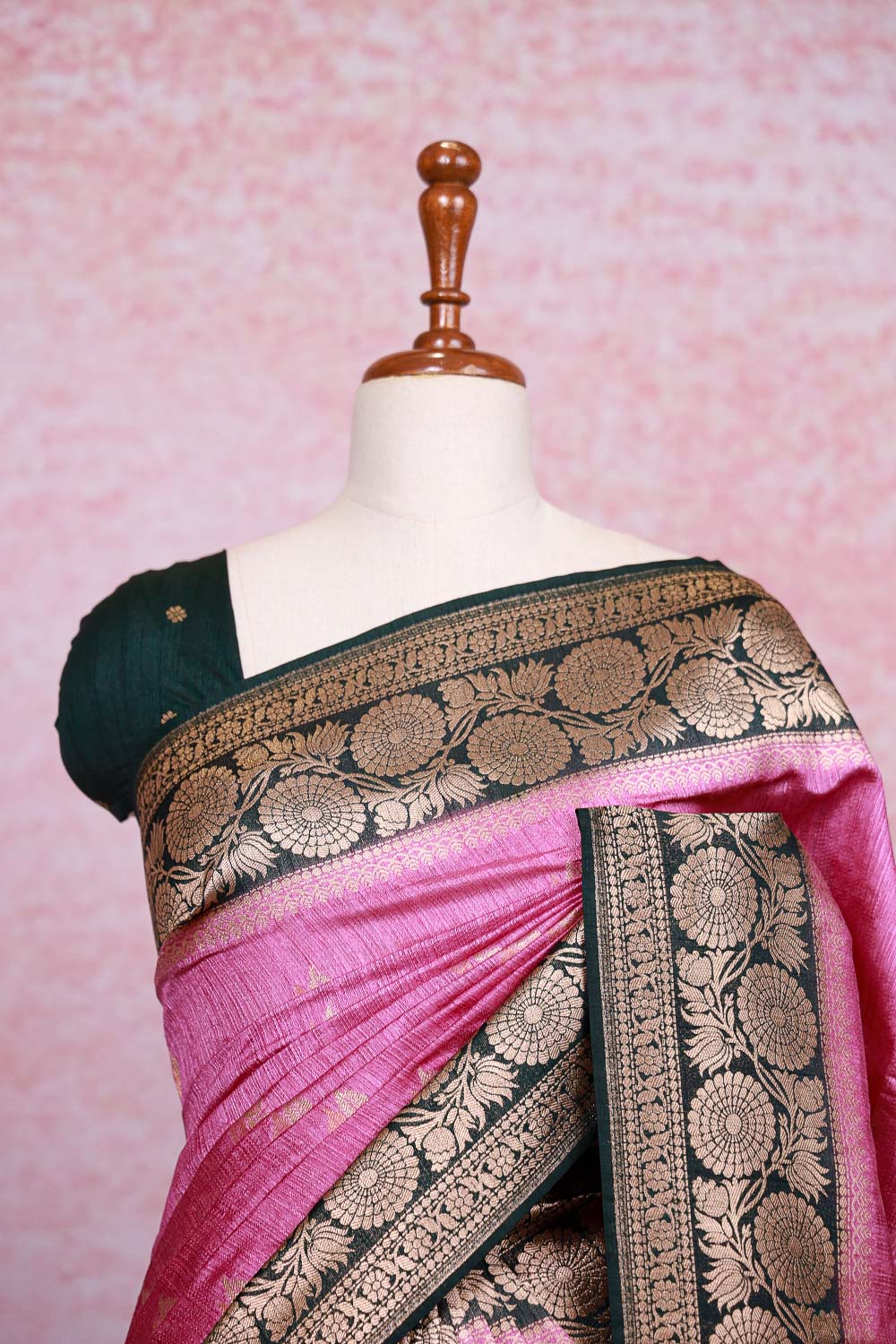 Pink Semi Jute Saree