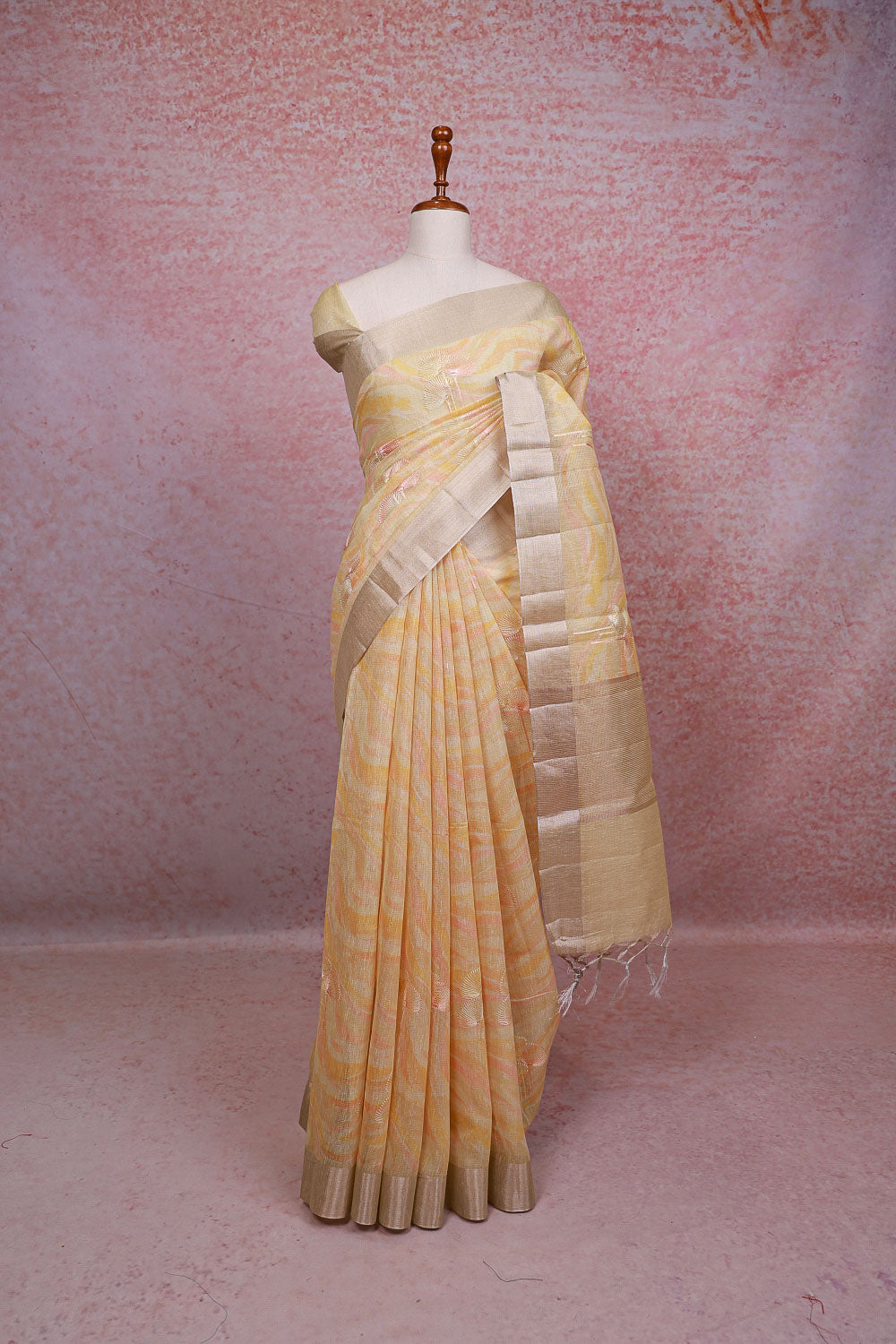Yellow Semi Tissue Saree