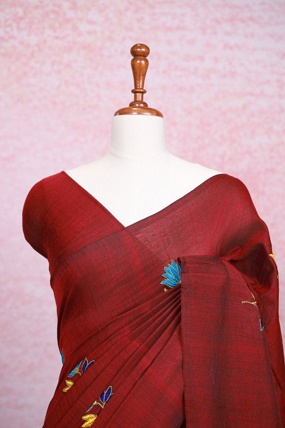 Maroon Mul Cotton Saree