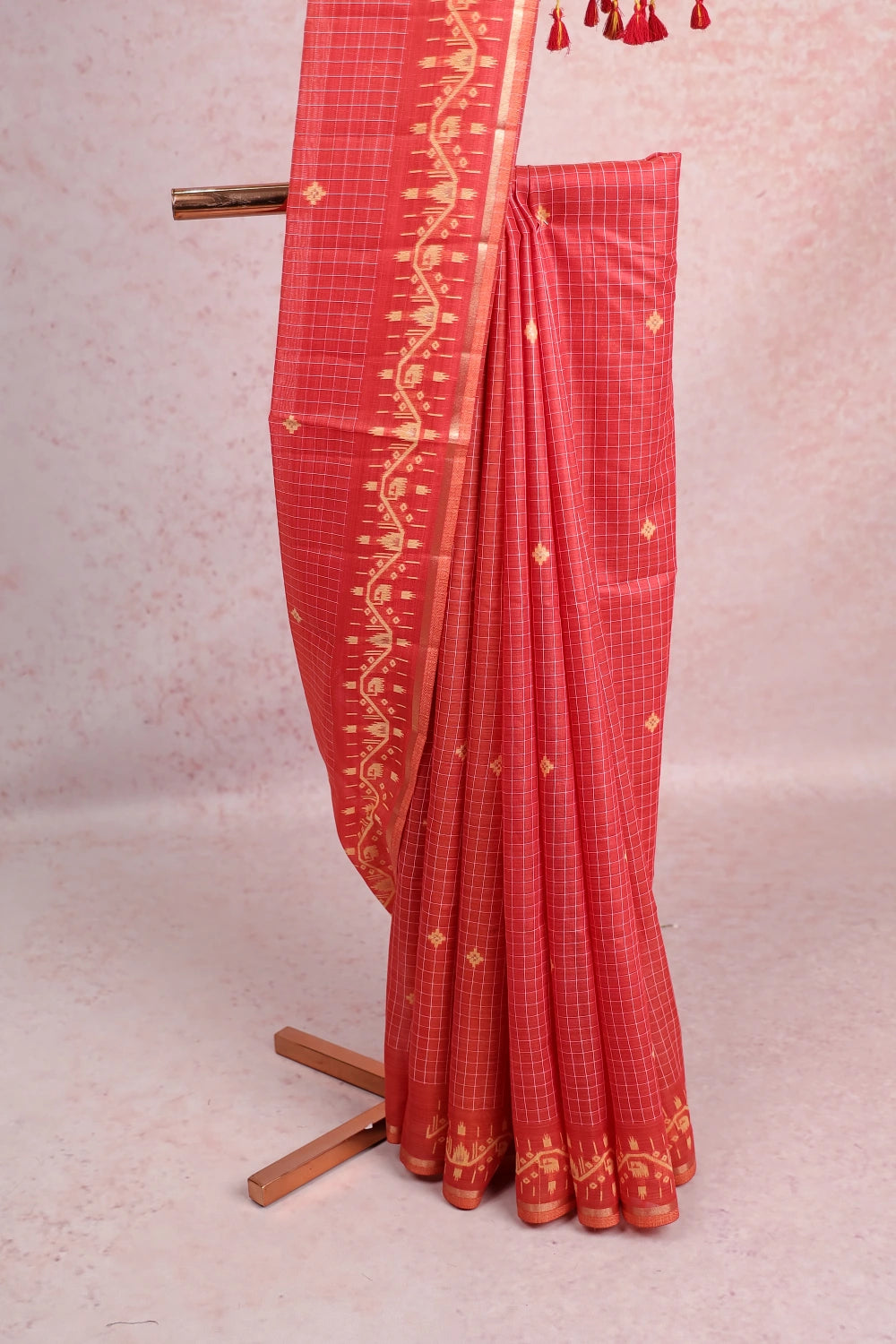 Rust Red Cotton Saree