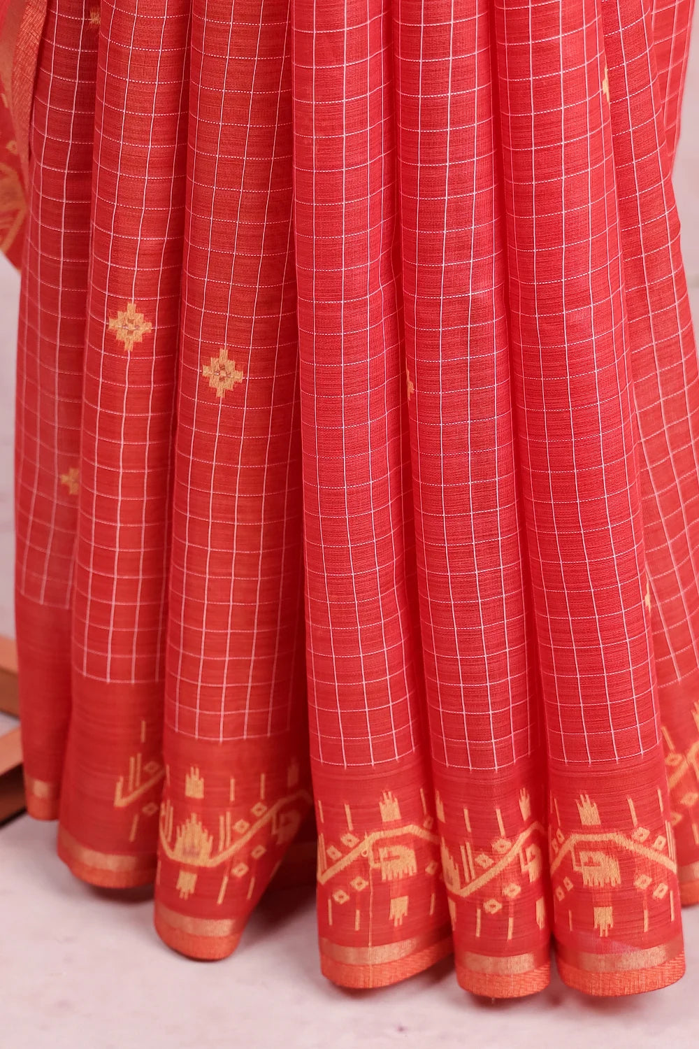 Rust Red Cotton Saree