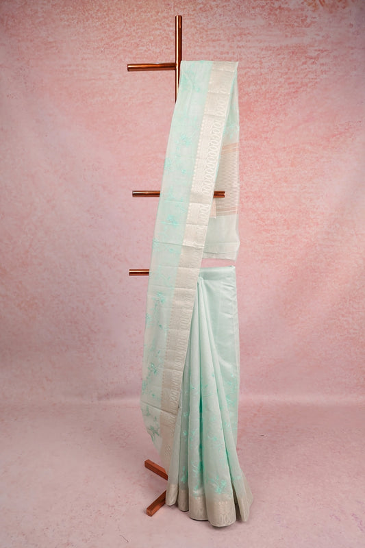 Light Green Cotton Silk Saree