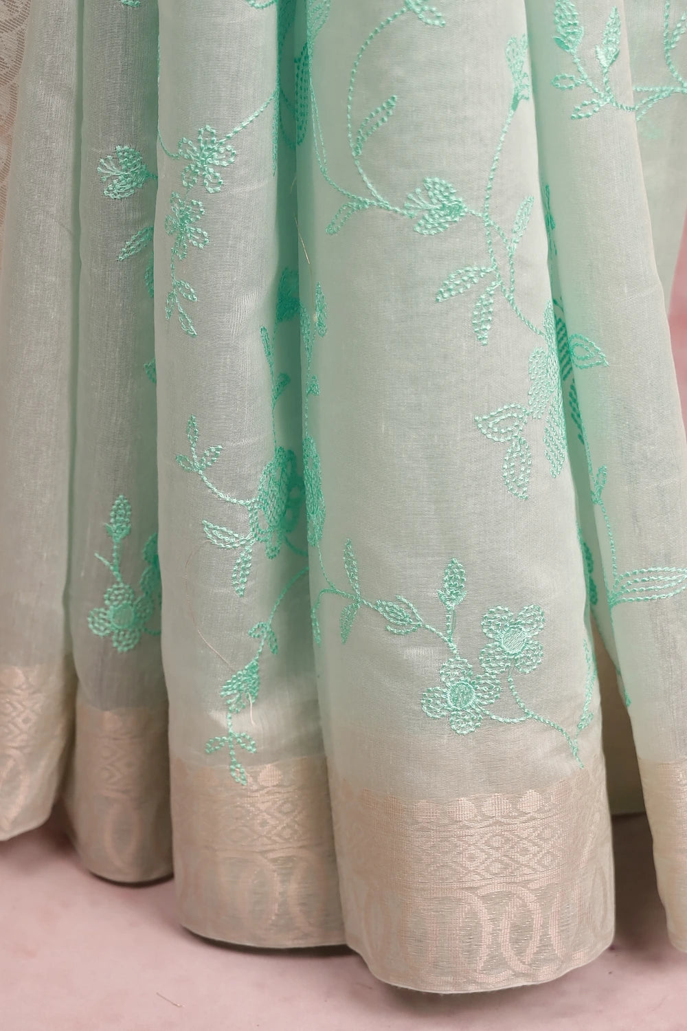 Light Green Cotton Silk Saree