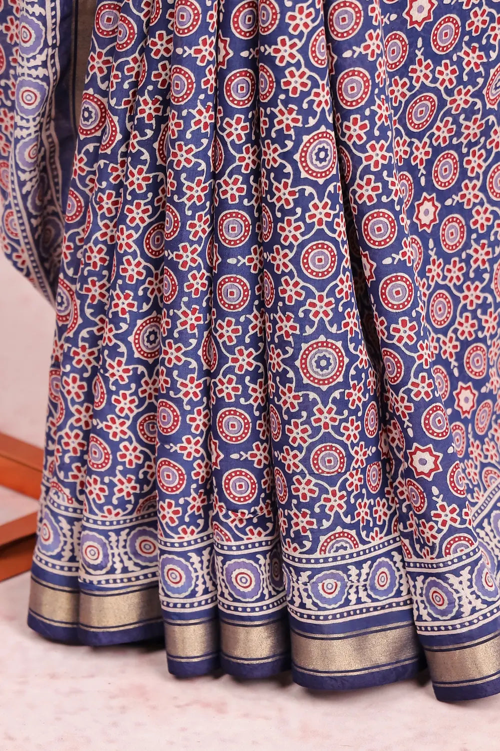 Blue Semi Chanderi Saree