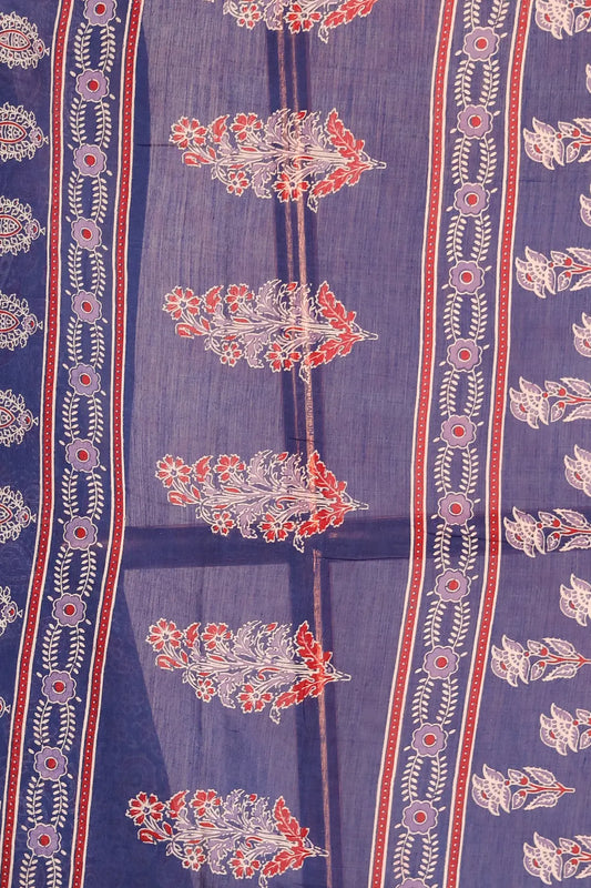 Blue Semi Chanderi Saree