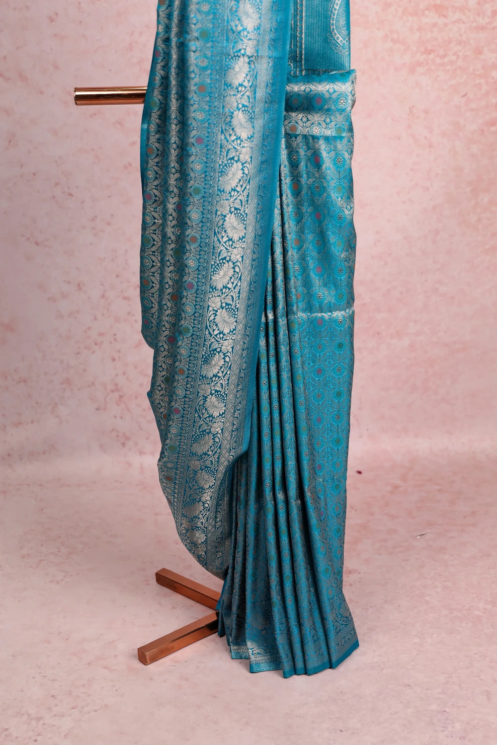 Sky Blue Jute Banarasi Saree