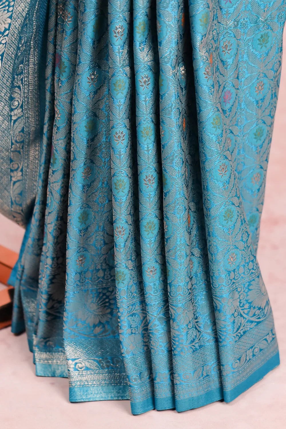 Sky Blue Jute Banarasi Saree