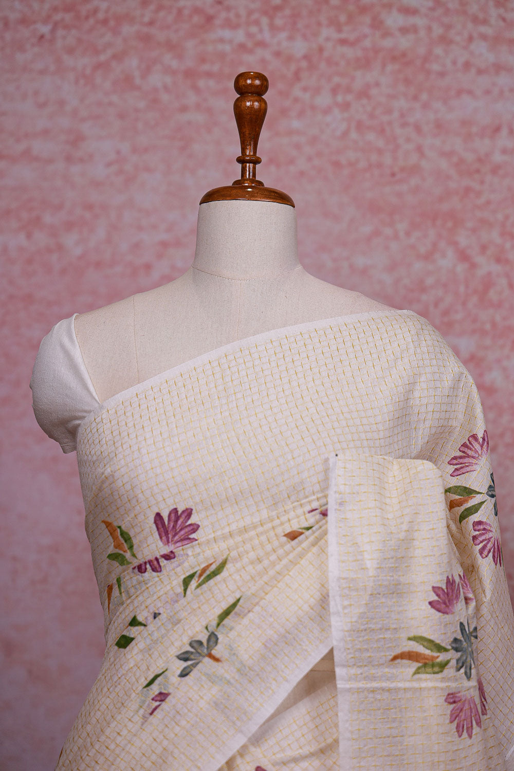 Cream Semi Tussar Saree