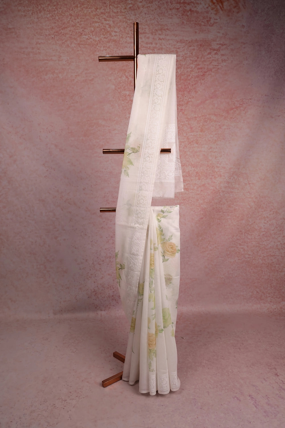 White Semi Linen Saree