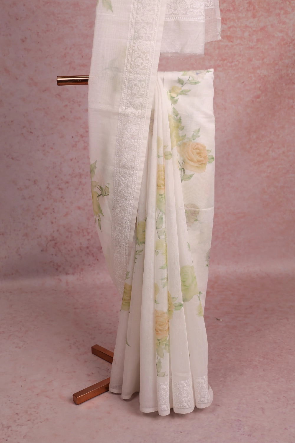 White Semi Linen Saree