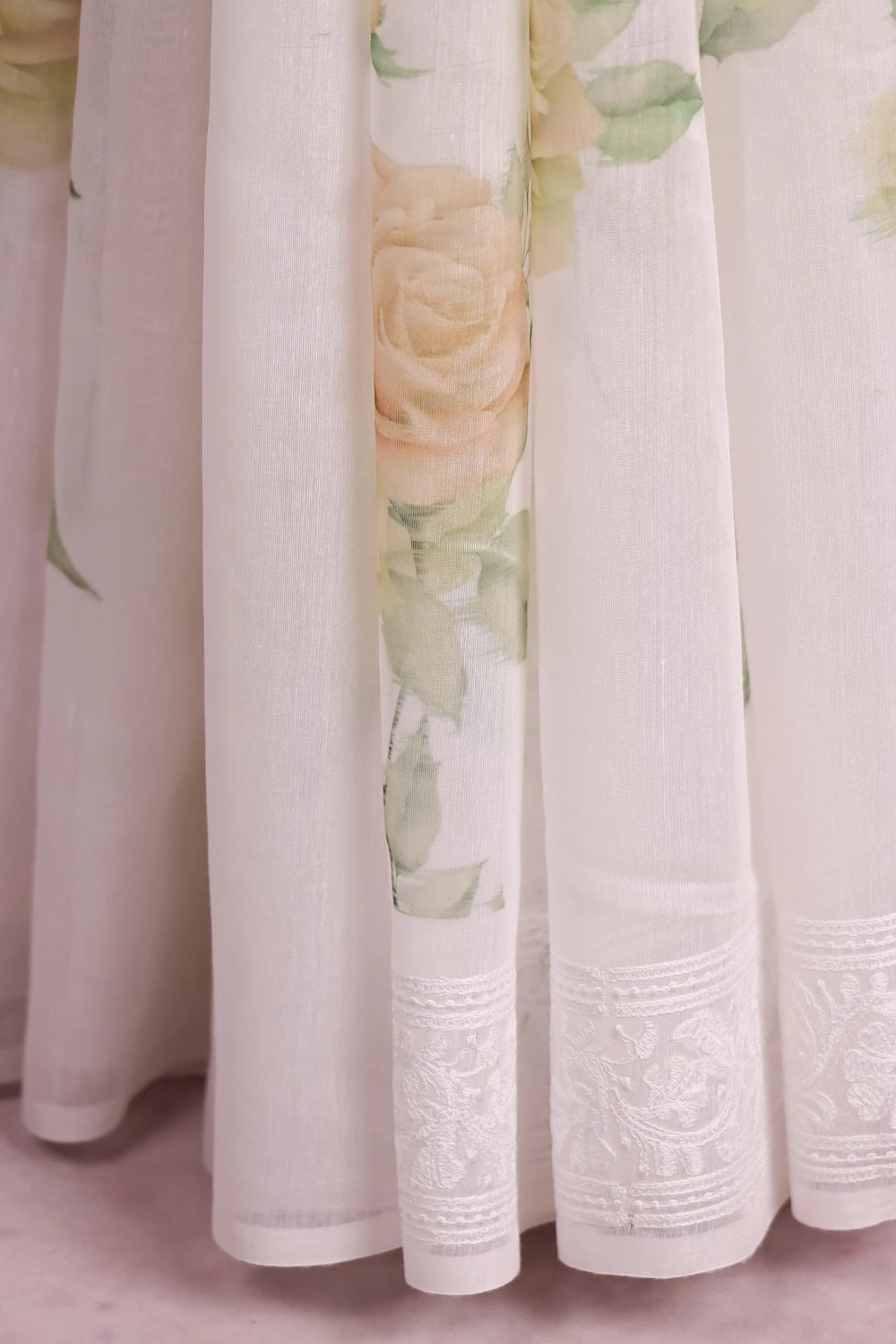 White Semi Linen Saree
