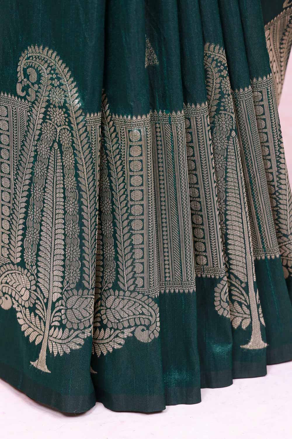 Dark Green Semi Jute Saree