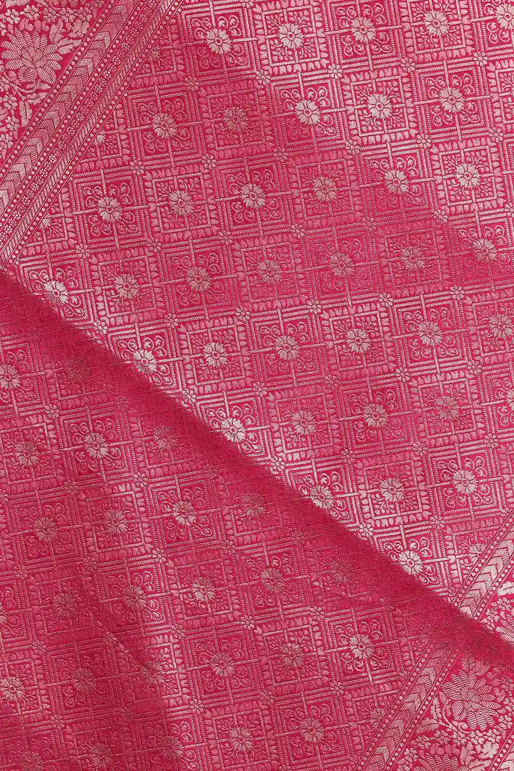 Magenta Pink Jute Banarasi Saree