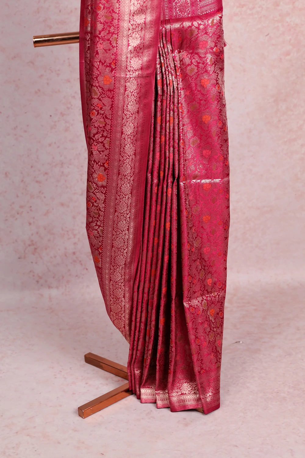 Magenta Pink Jute Banarasi Saree