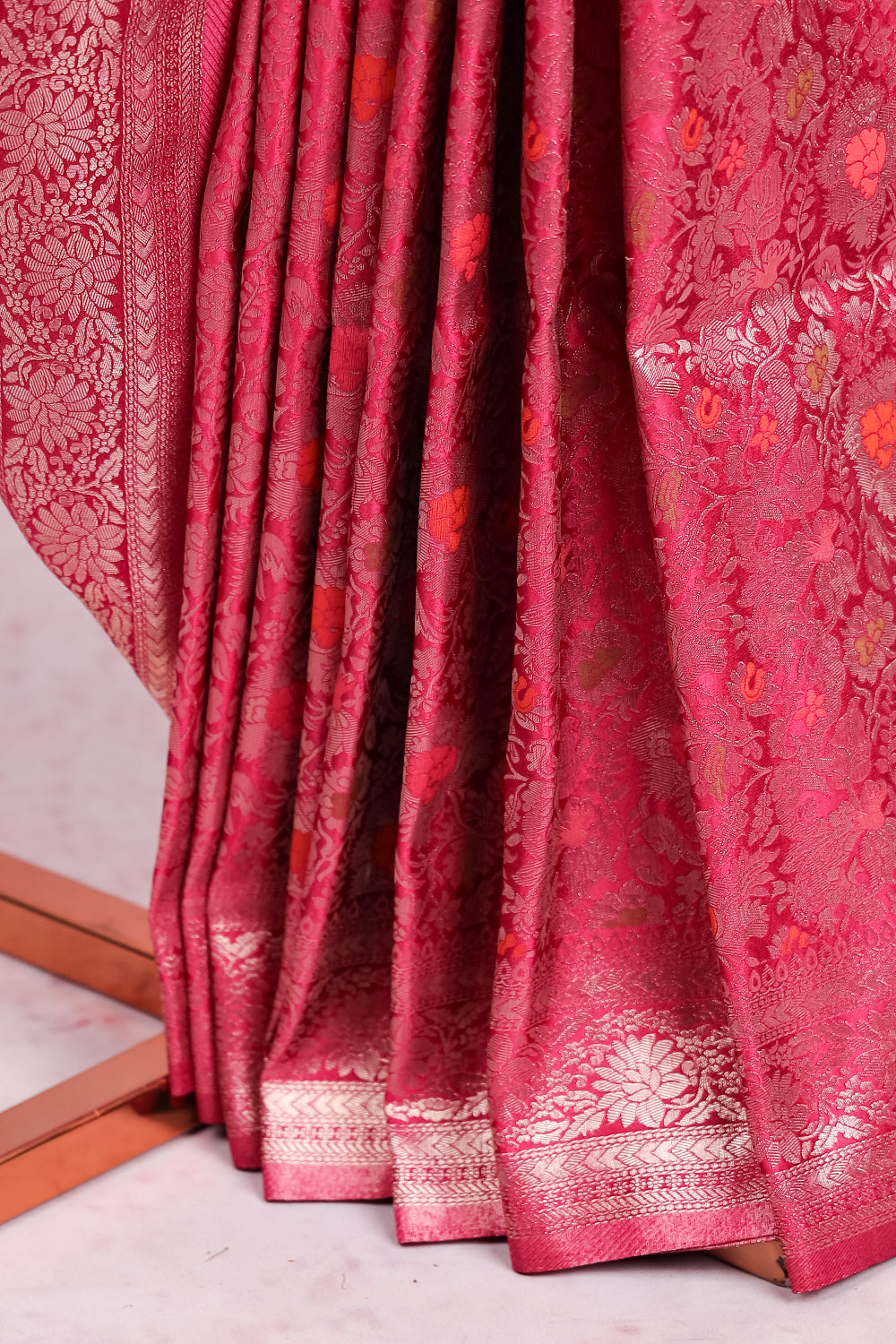 Magenta Pink Jute Banarasi Saree