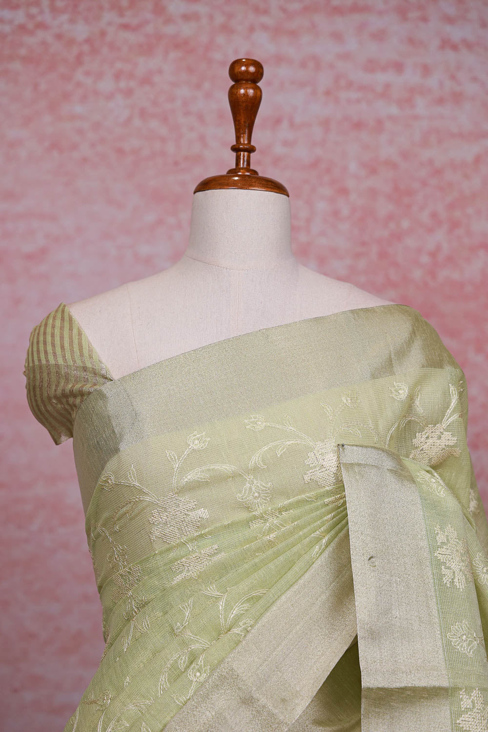 Pista Green Semi Tissue Saree