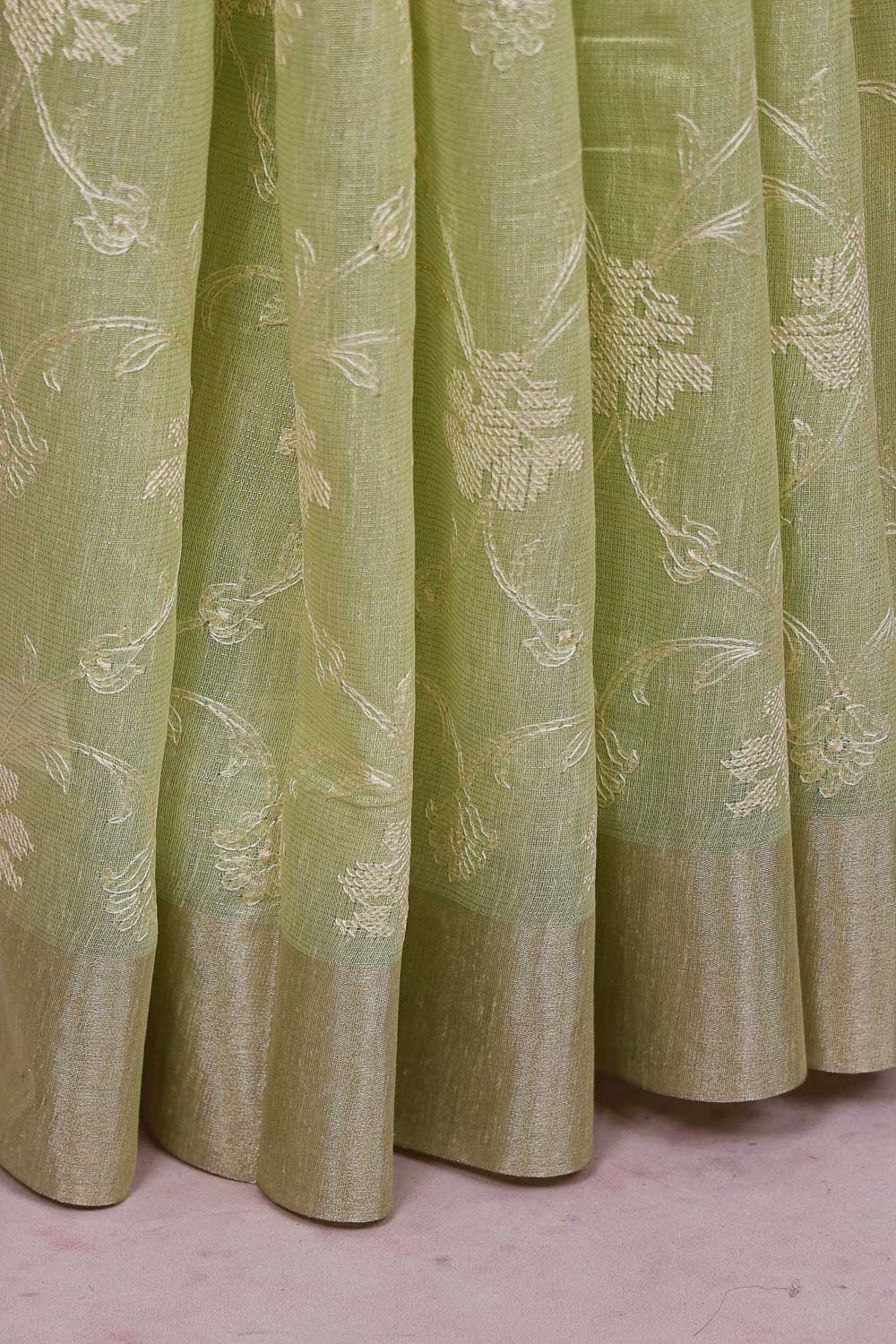 Pista Green Semi Tissue Saree