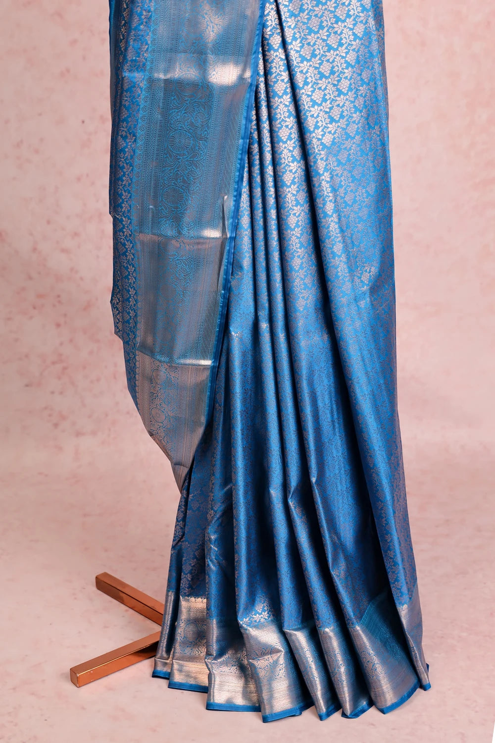 Sky Blue Kancheepuram Semi Silk Saree
