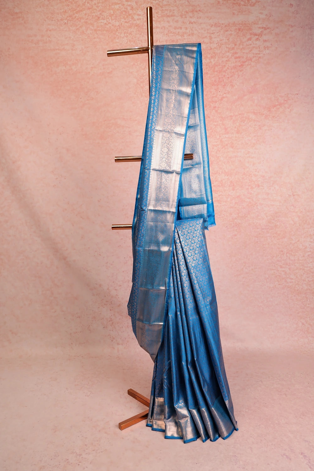 Sky Blue Kancheepuram Semi Silk Saree