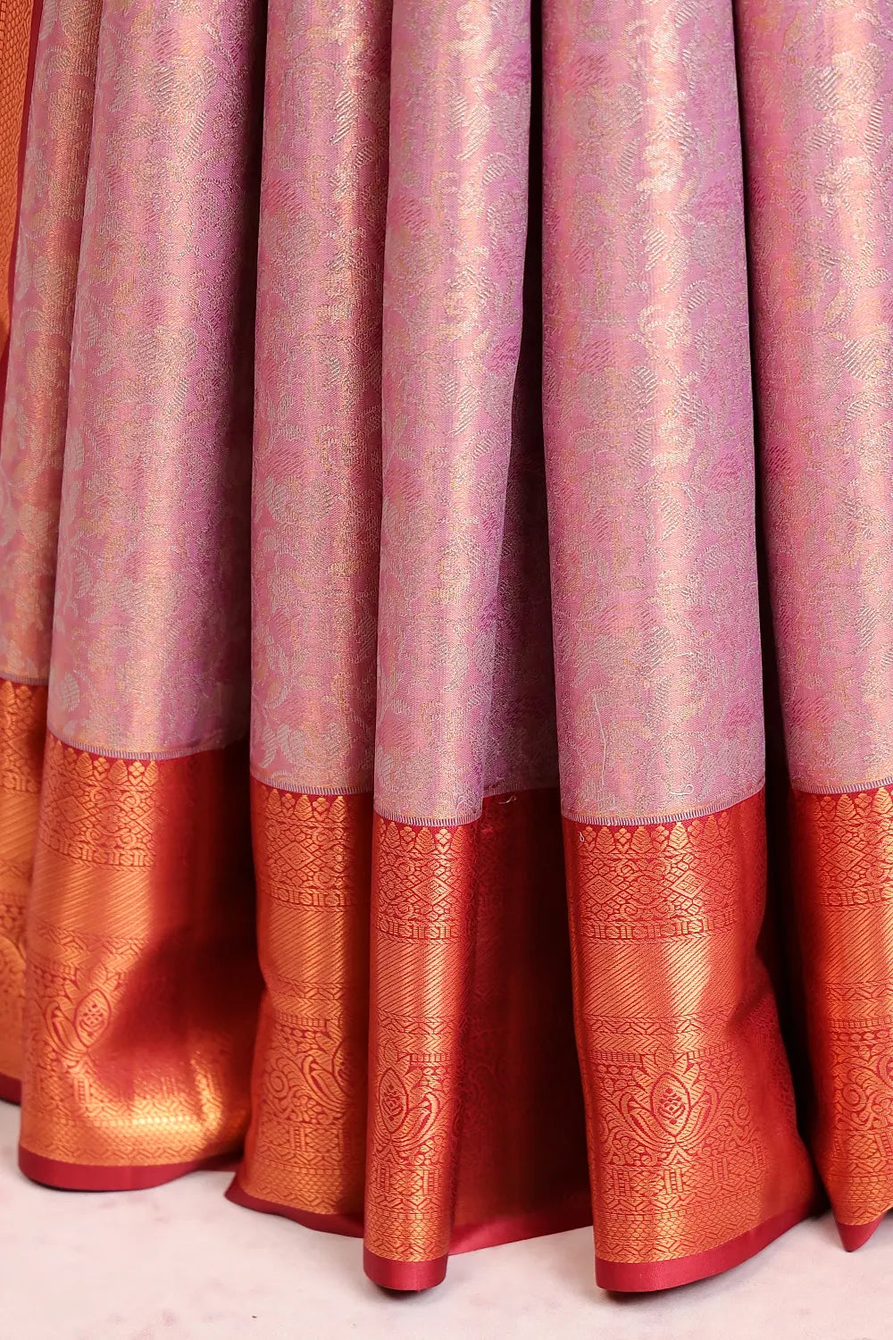 Lavender Kancheepuram Tissue Silk Saree