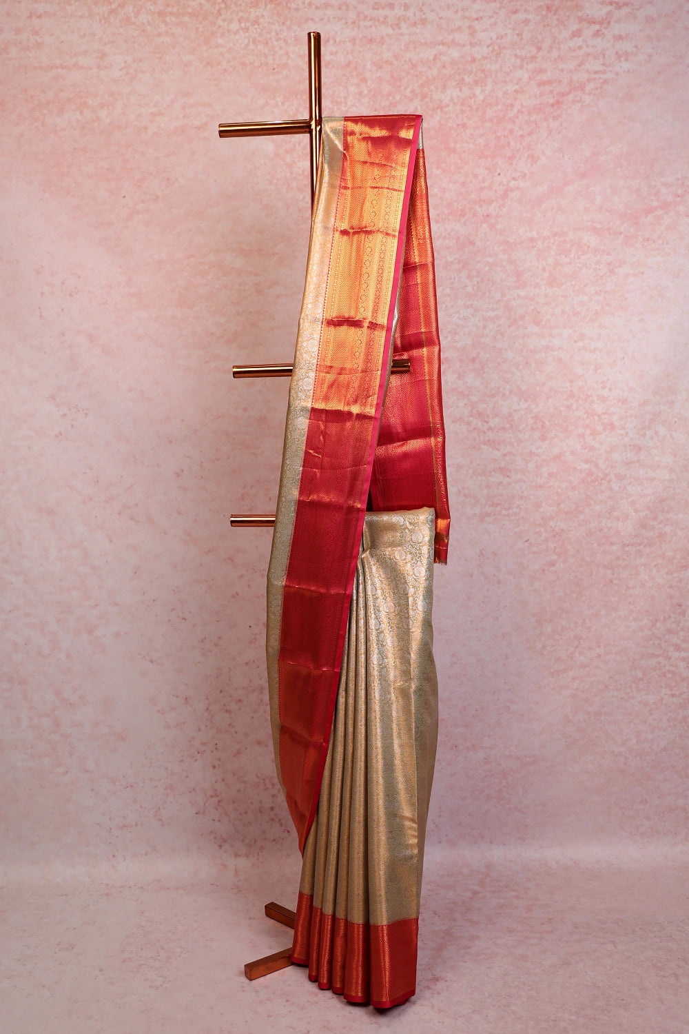 Olive Green Semi Kancheepuram Tissue  Silk Saree