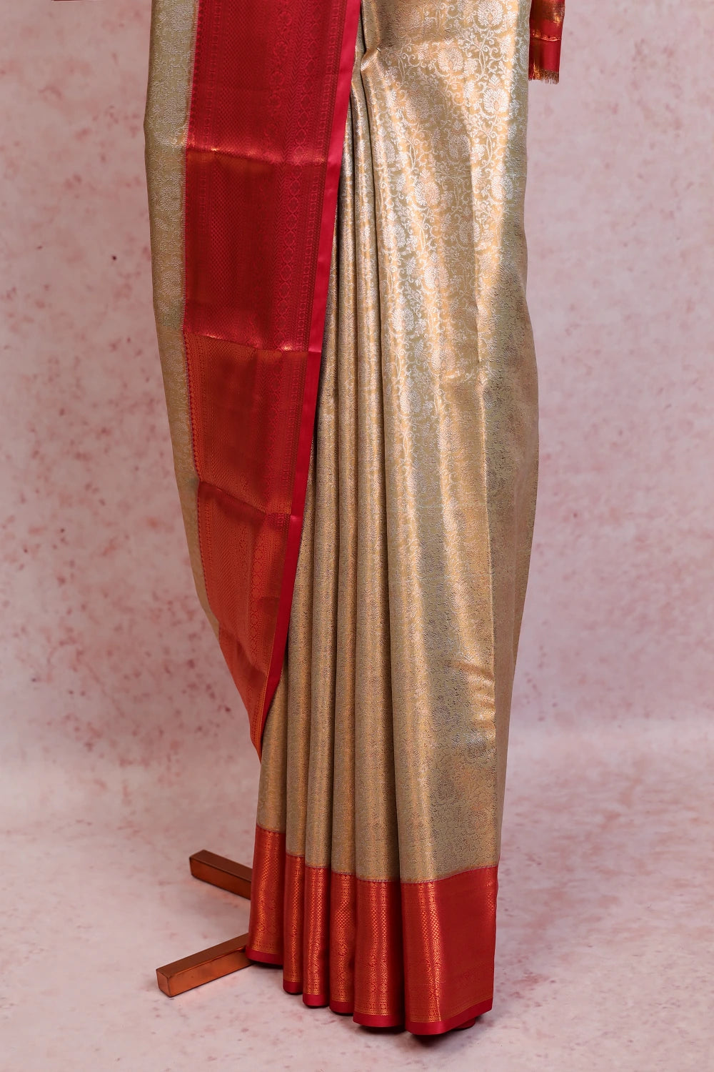 Olive Green Semi Kancheepuram Tissue  Silk Saree