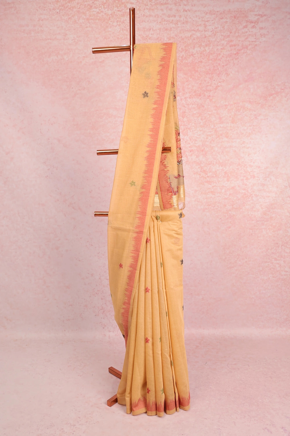 Mustard Yellow Semi Linen Saree