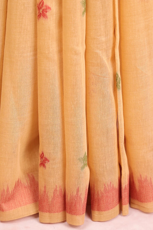 Mustard Yellow Semi Linen Saree