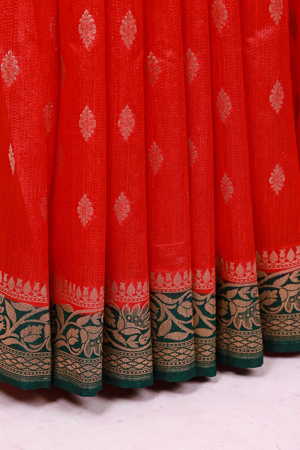 Red Semi Banarasi Saree